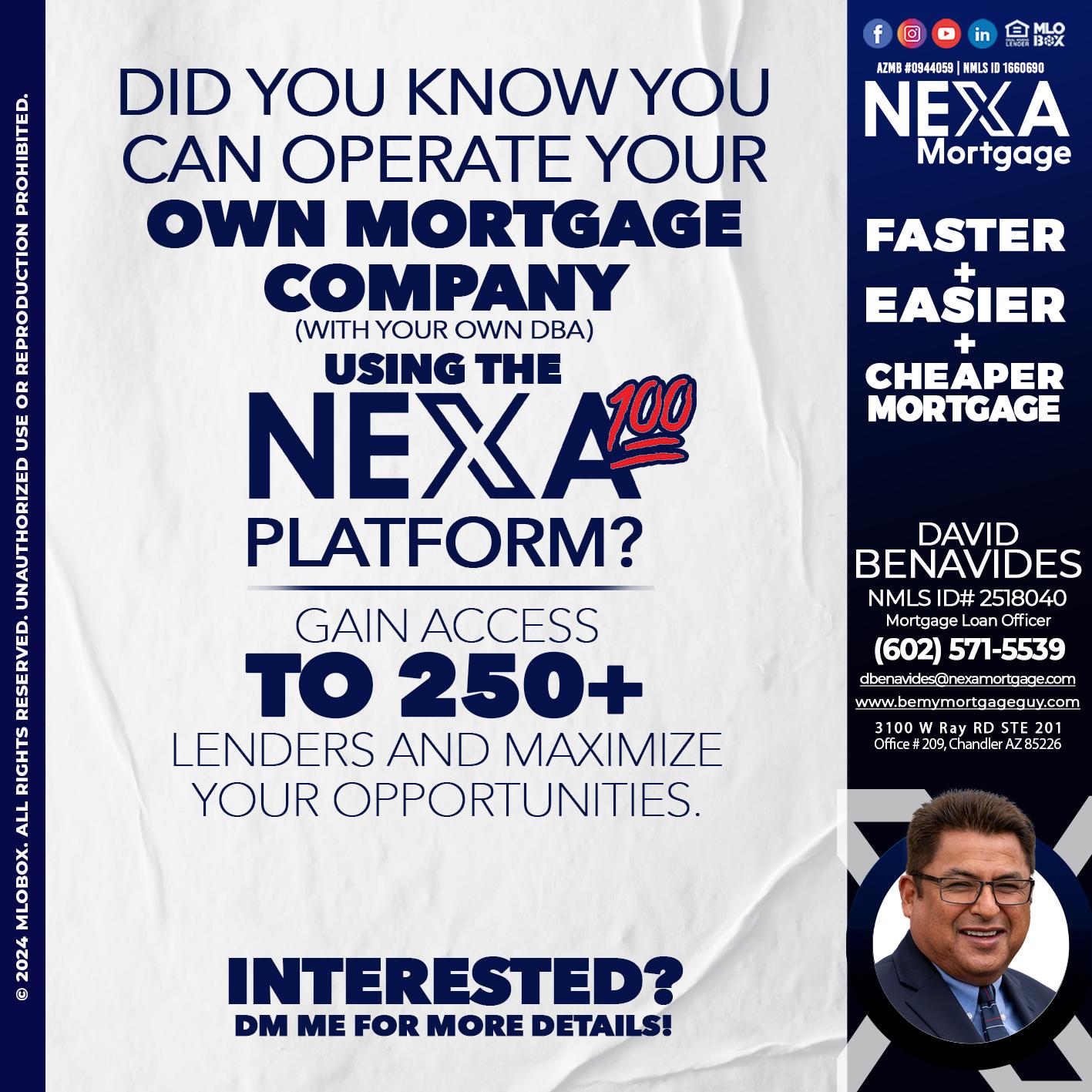 NEXA 100 - David Benavides -Mortgage Loan Officer