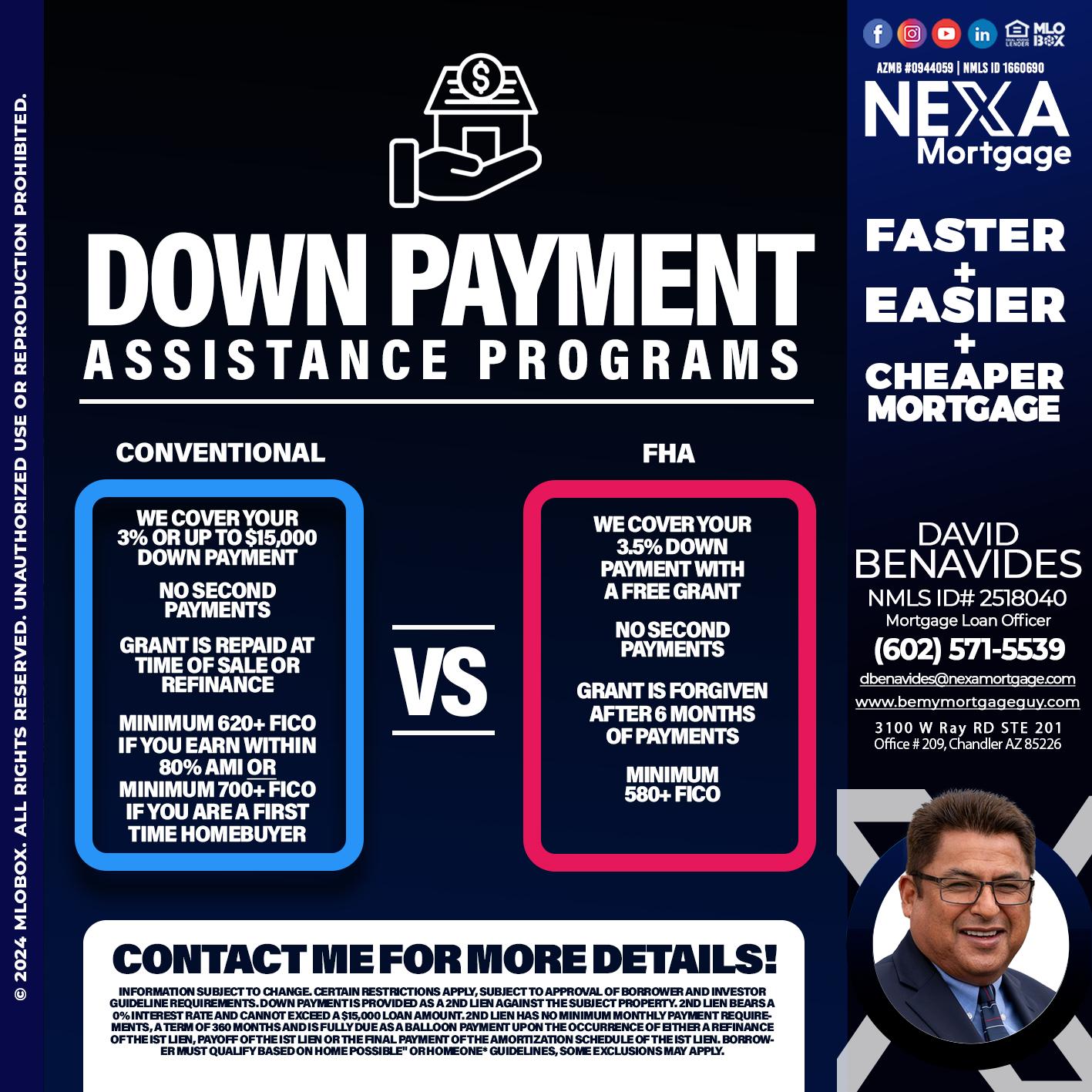 DOWN PAYMENT - David Benavides -Mortgage Loan Officer