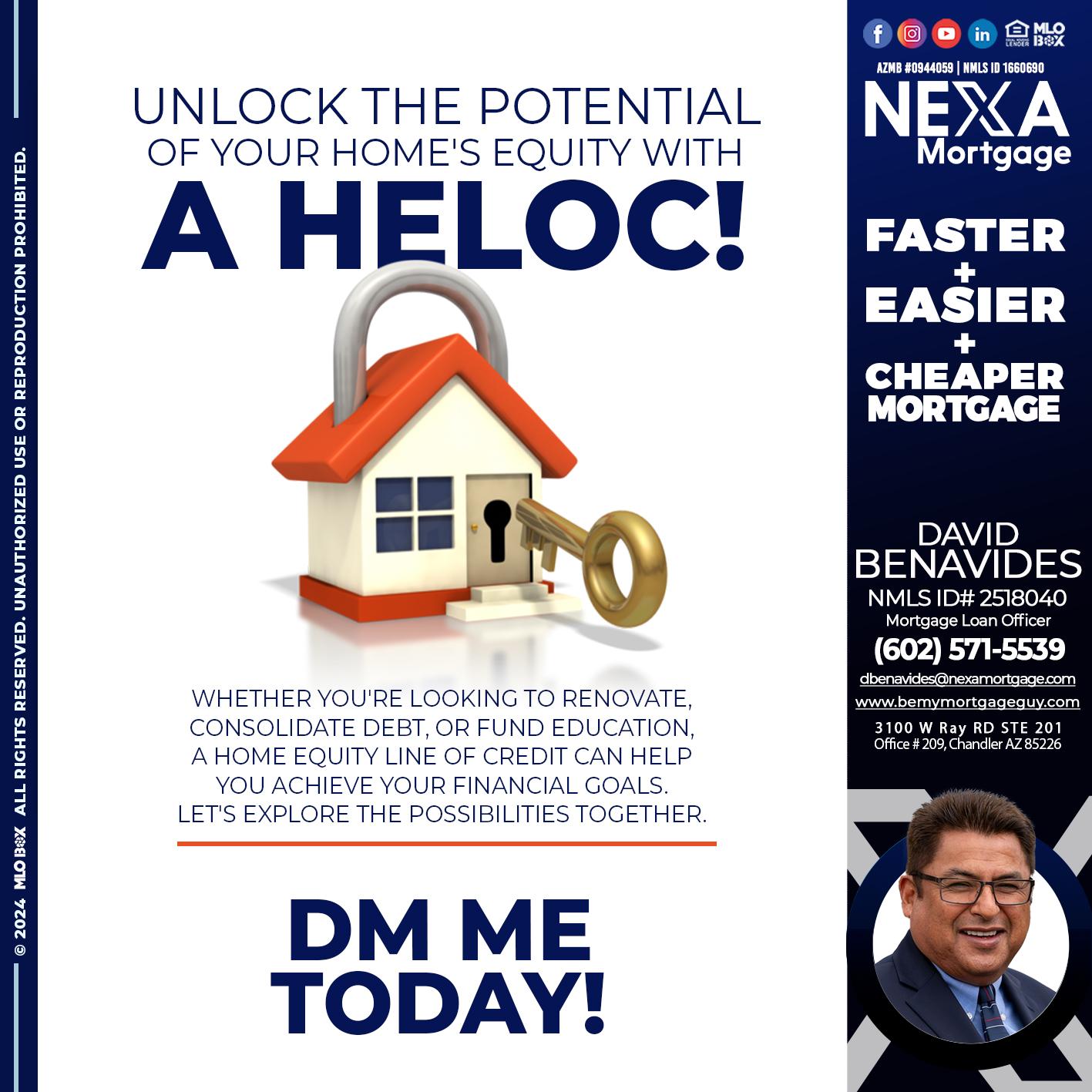 HELOC - David Benavides -Mortgage Loan Officer