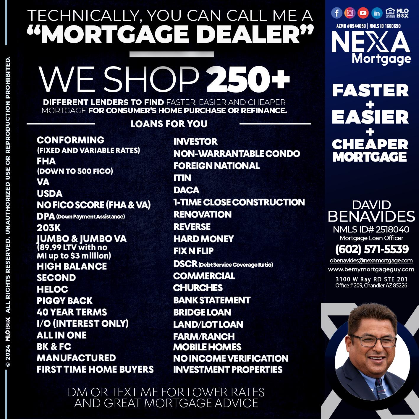 WE SHOP - David Benavides -Mortgage Loan Officer