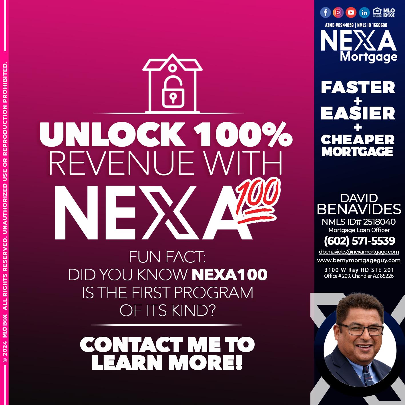 100 NEXA - David Benavides -Mortgage Loan Officer