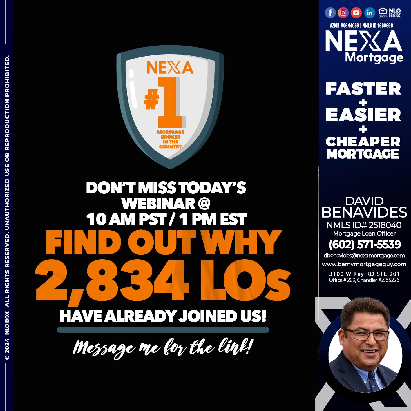 NEXA NO. 1 MORTGAGE BROKER - David Benavides -Mortgage Loan Officer