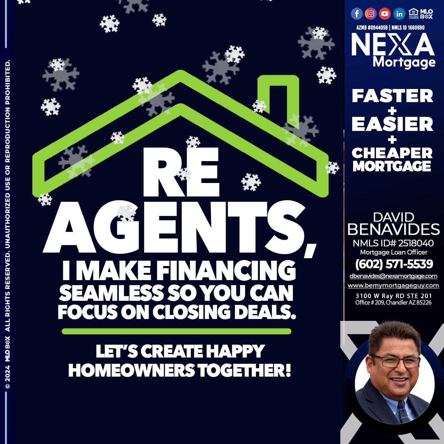 RE AGENTS - David Benavides -Mortgage Loan Officer