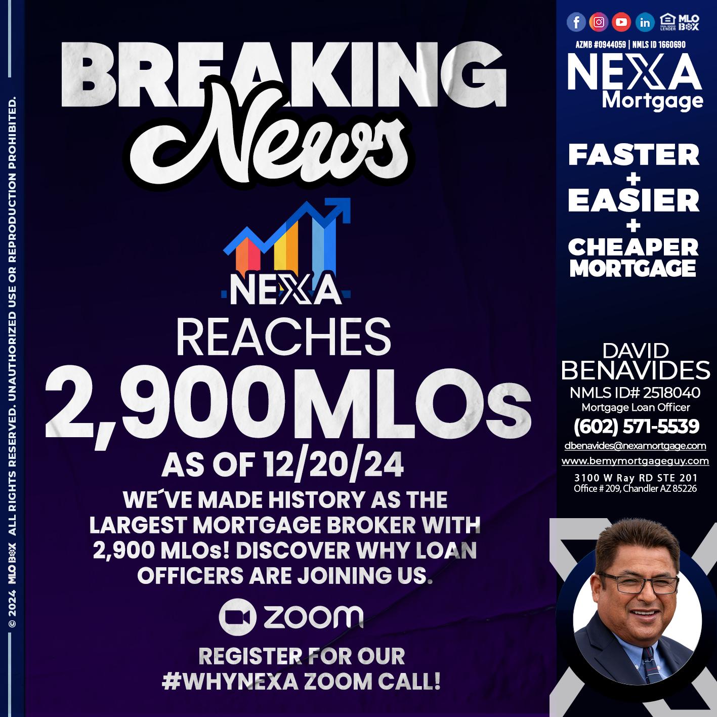 BREAKING NEWS - David Benavides -Mortgage Loan Officer