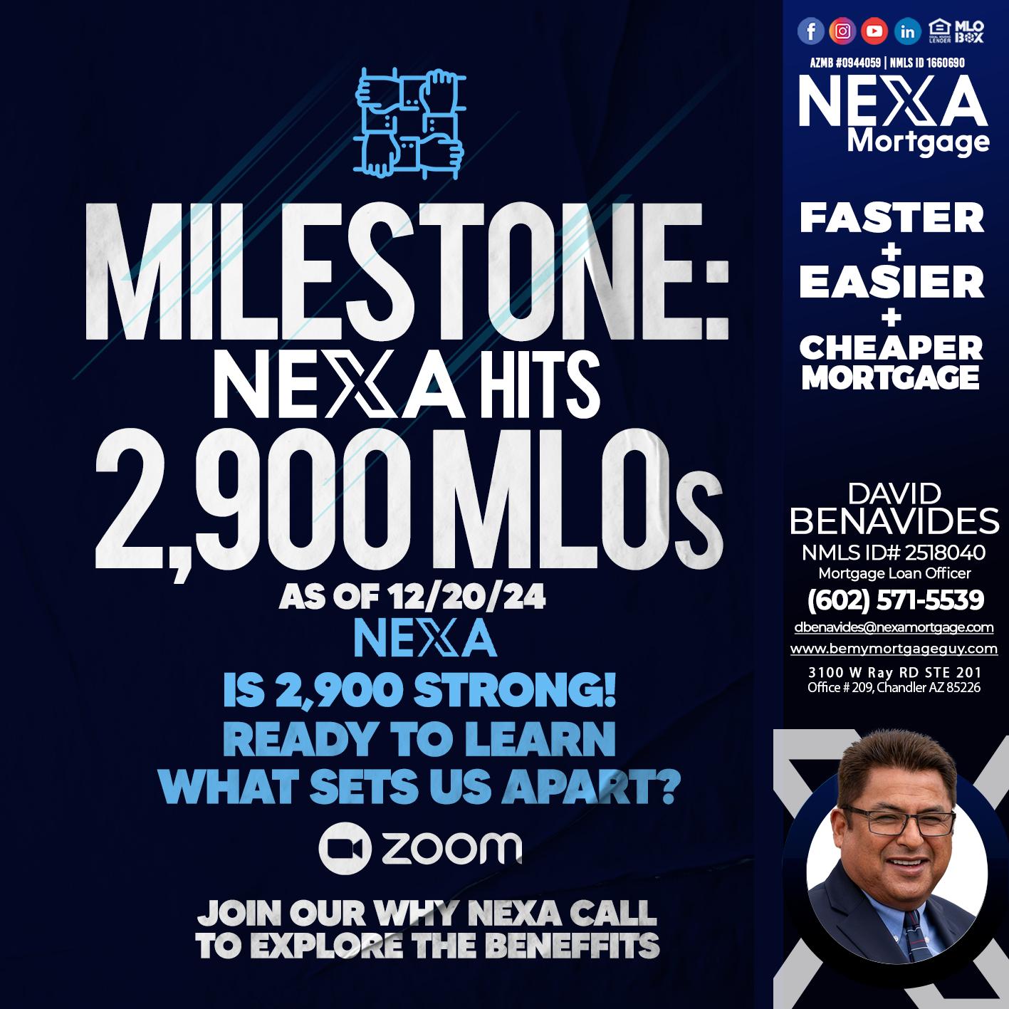 MILSTONE 2900 - David Benavides -Mortgage Loan Officer